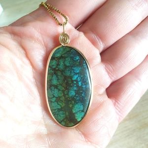 Genuine Turquoise Gemstone Pendant Necklace